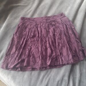 LOFT Purple Mini Skater Skirt with Pleats for Casual Night Out